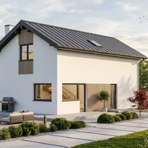 Projekt domu M352_V1 – dom do 70 m² na zgłoszenie (szkielet drewniany)